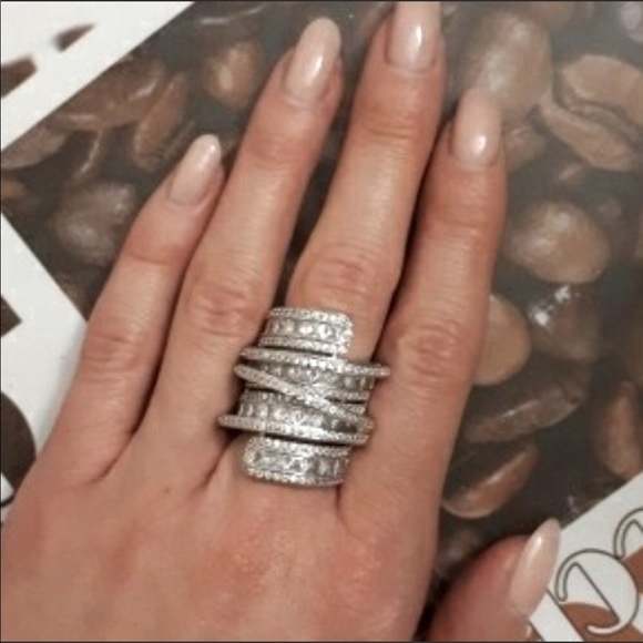 Jewelry - Simulated Diamonds Stamped 925 Platinum Plated Size 11